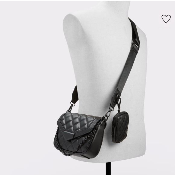 Aldo Black Quilted Messenger Bag. Aldo Miraewinx XBODY Bag. - Picture 9 of 13